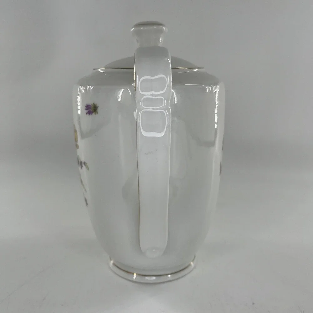 Antique Coffee Pot Footed Floral c 1903-1945 Winterling Bavaria Germany, 9.25